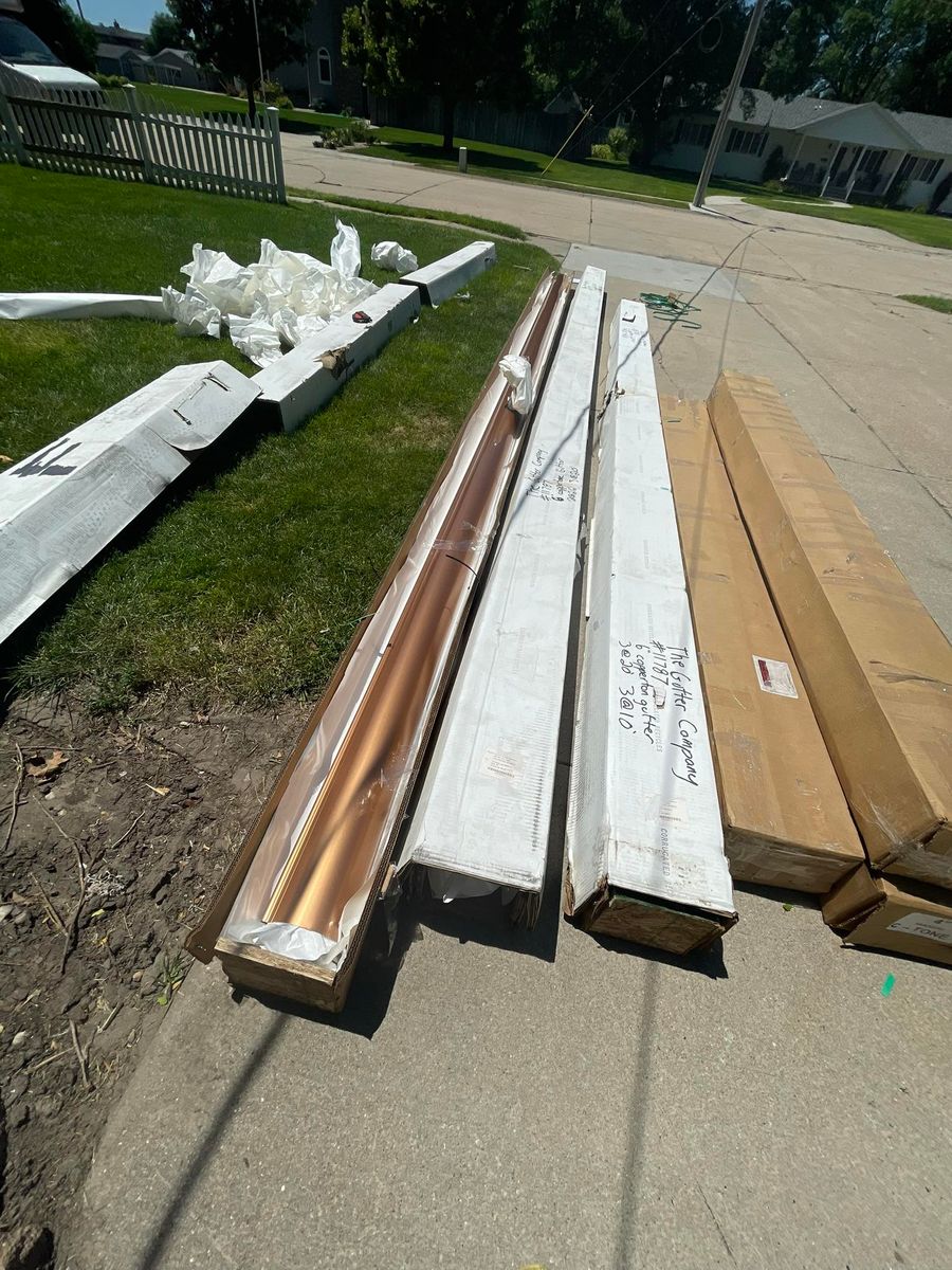 Copper Gutter Installation for The Gutter Man Seamless in Kearney, NE