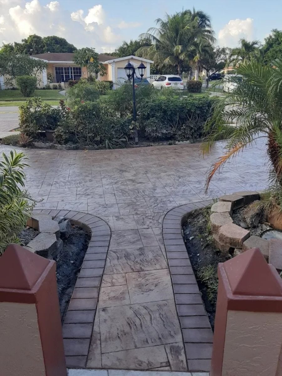 Stamped Concrete Installation for Beautiful and Affordable Stamped Concrete by Castilla Concrete Finish Design Corp in Sunrise, FL