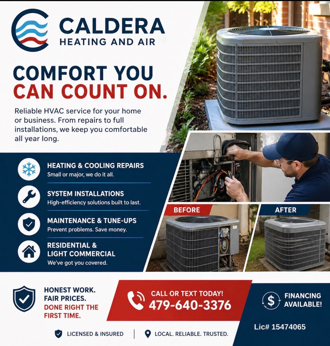 Residential HVAC Installation for Caldera Heating and Air LLC in Centerton, AR