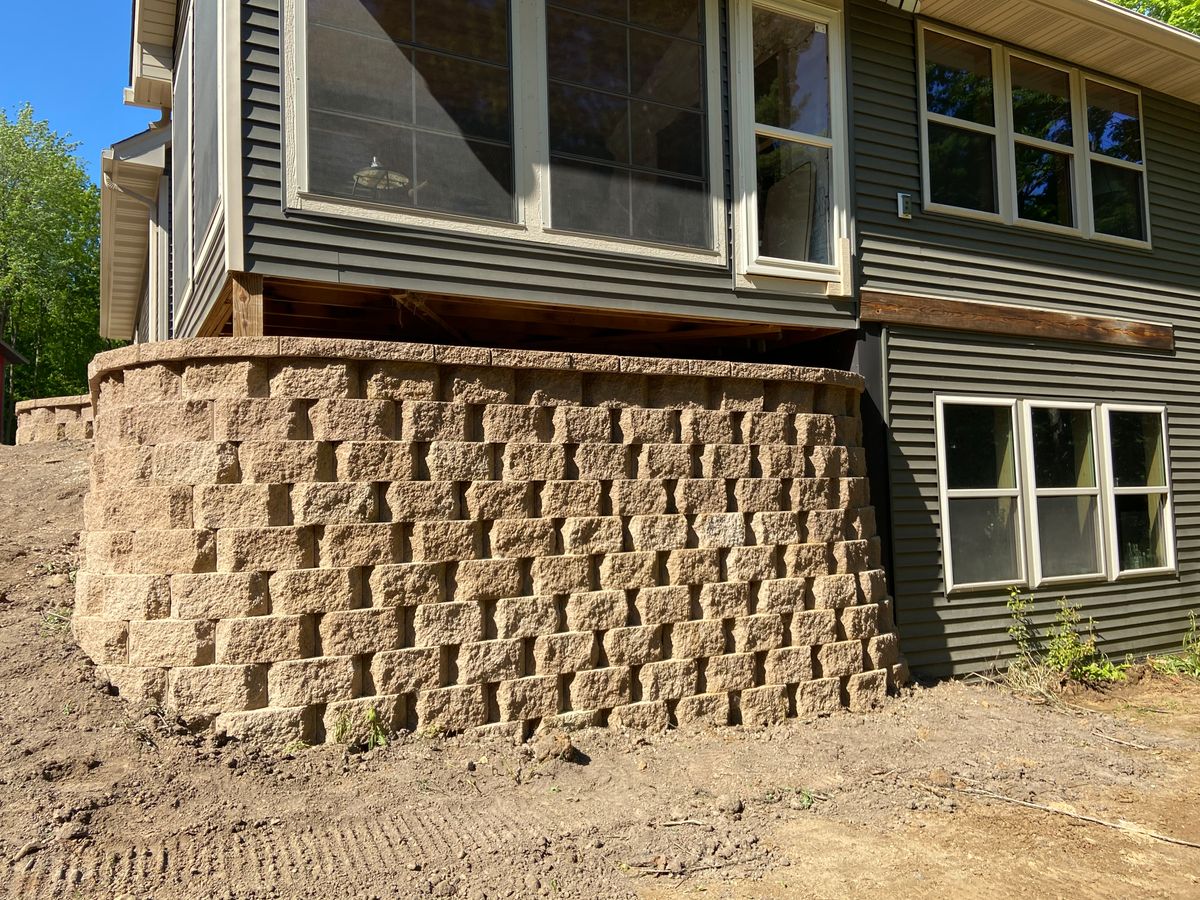 Retaining Wall Installation for Davis Landscaping in Wilson, WI