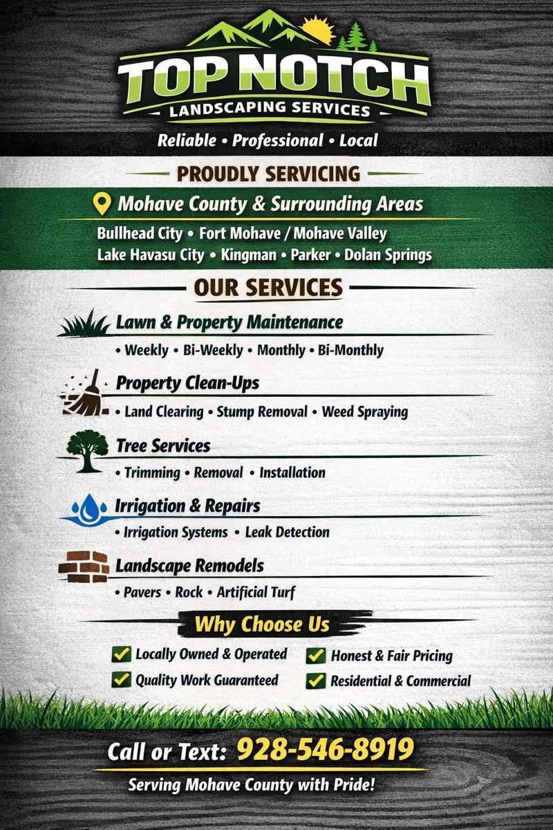 Hardscaping for Top Notch Landscape Services LLC in Mohave Valley, AZ