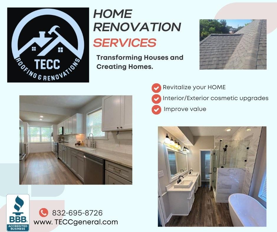 Bathroom Renovation for TECC Roofing & Renovations in Harris County, TX