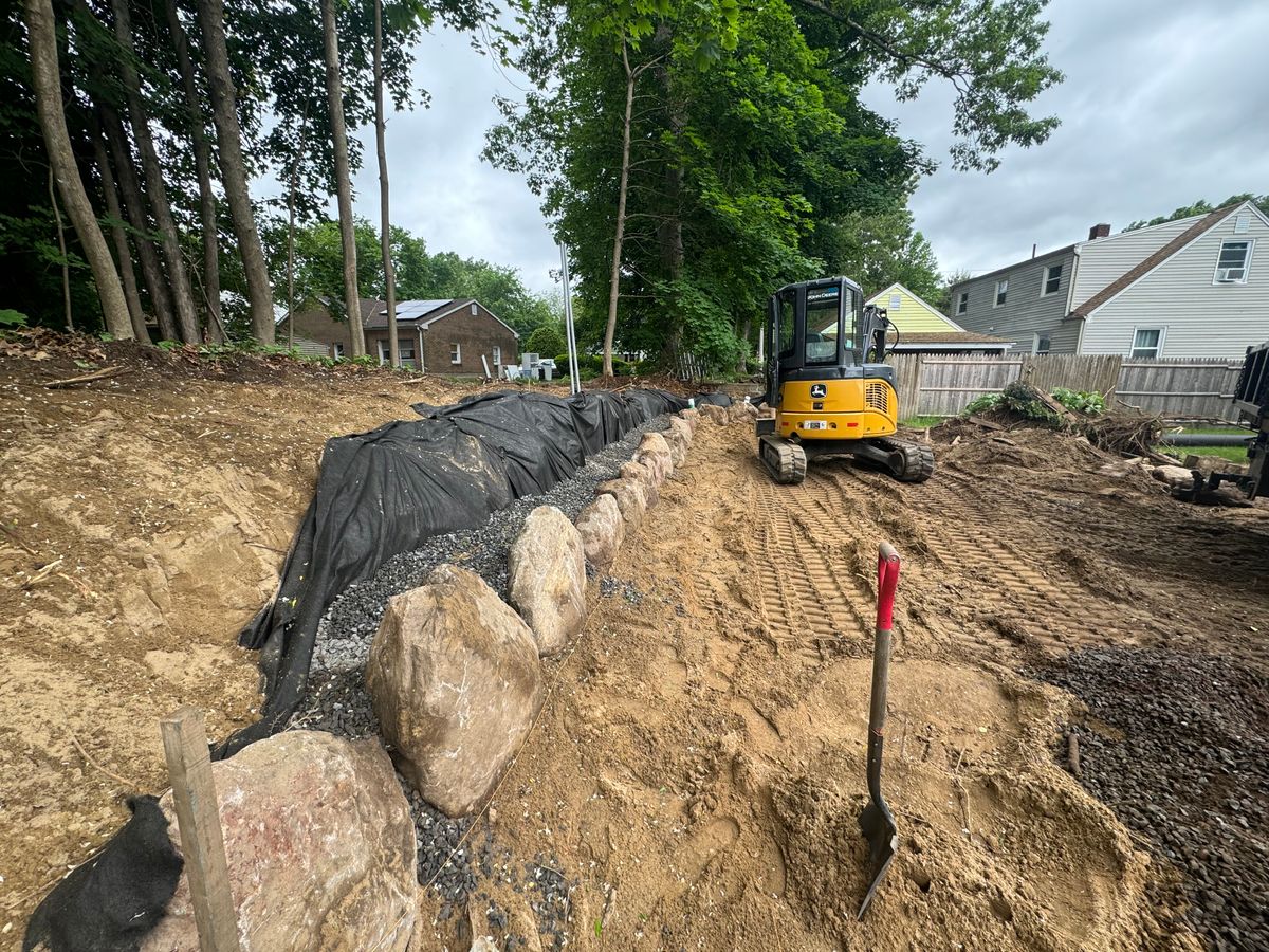 Retaining Wall Construction for Lennon Land Management in Suffield, CT