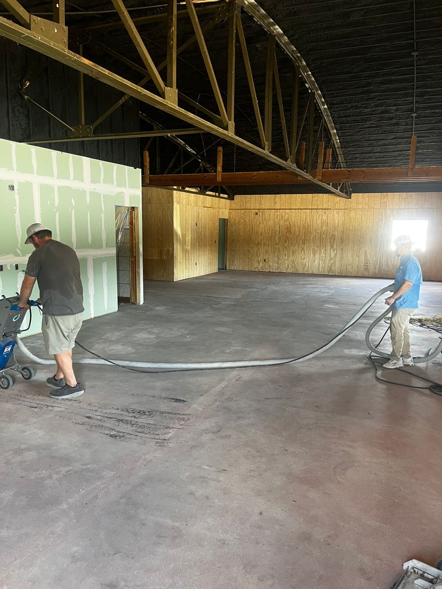 Glue and tile removal/prep work for Twisted X Coatings in Austin, 	Texas