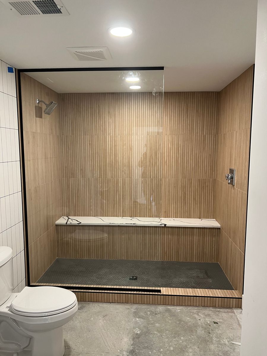 Frameless Shower Setup for Topline Glassworks in Kansas City, MO