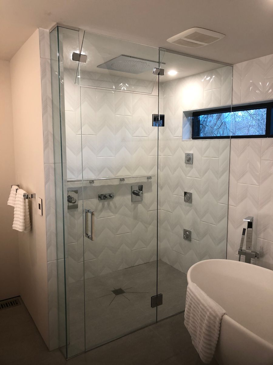 Frameless Shower Setup for Topline Glassworks in Kansas City, MO