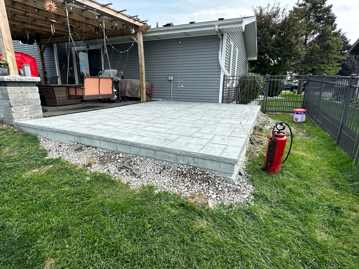 Stamped Concrete Installation for Fuentes Concrete Construction in Hammond, IN