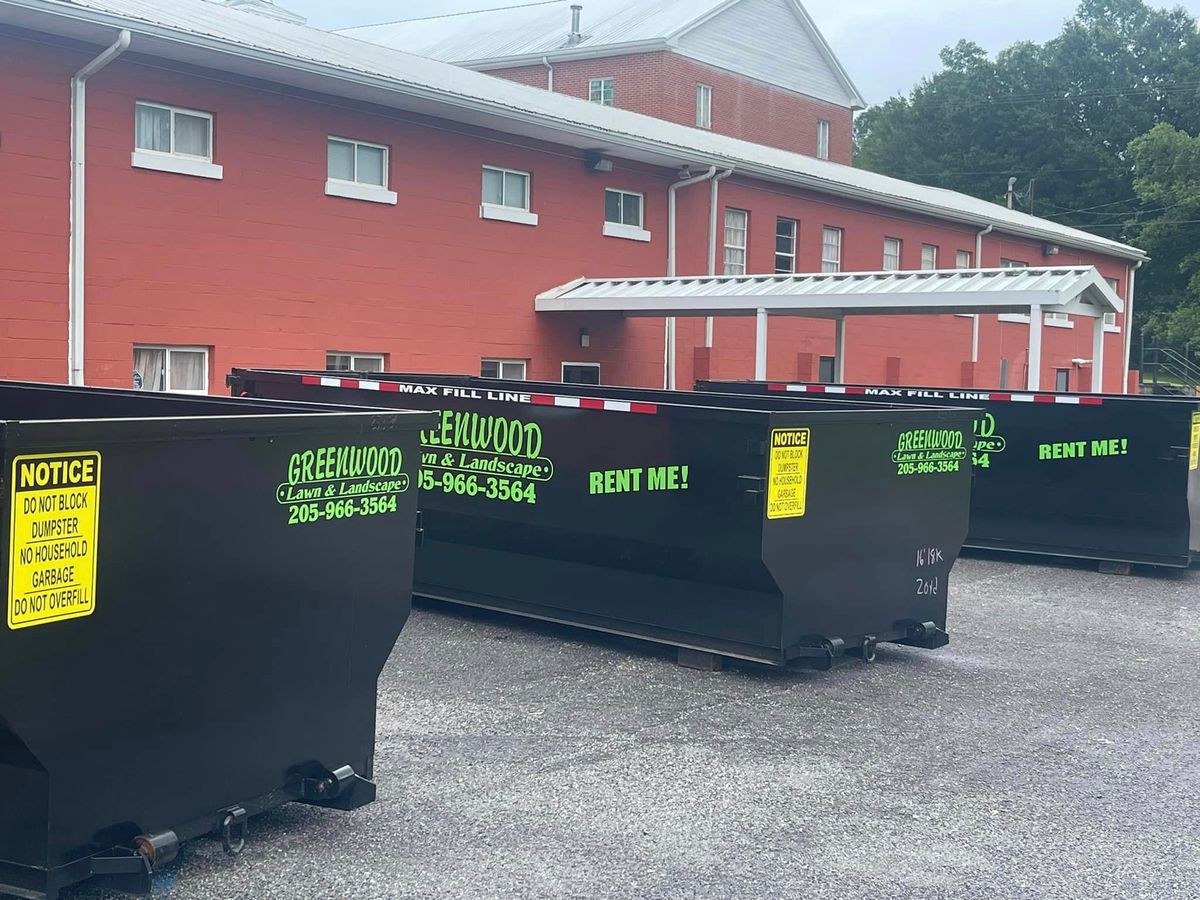 Roll Off Dumpster Rental for Greenwood Lawn & Landscaping LLC in Talladega, Alabama