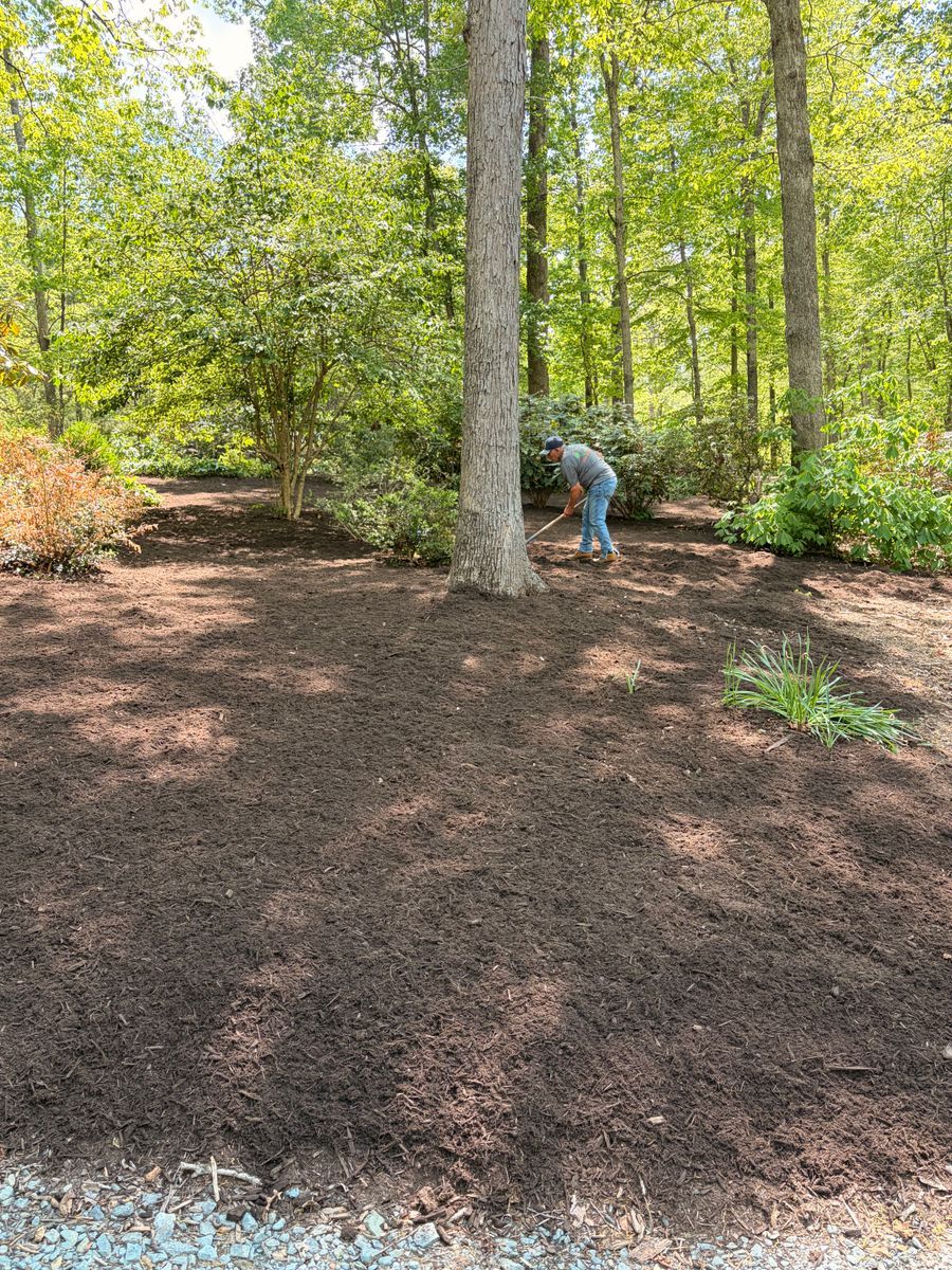 Mulch Installation for Valencia’s Lawncare in Charlottesville, VA