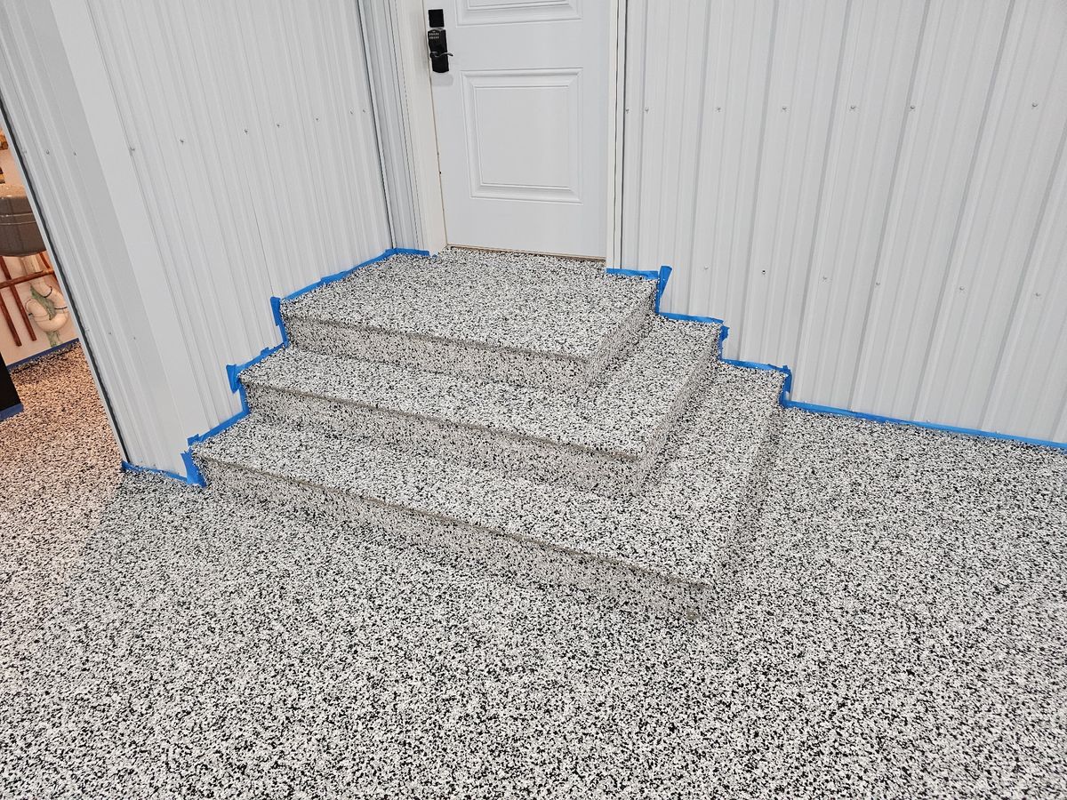 Ployaspartic Chip Coating for Majestic Concrete and Landscape in Cross Lake, MN