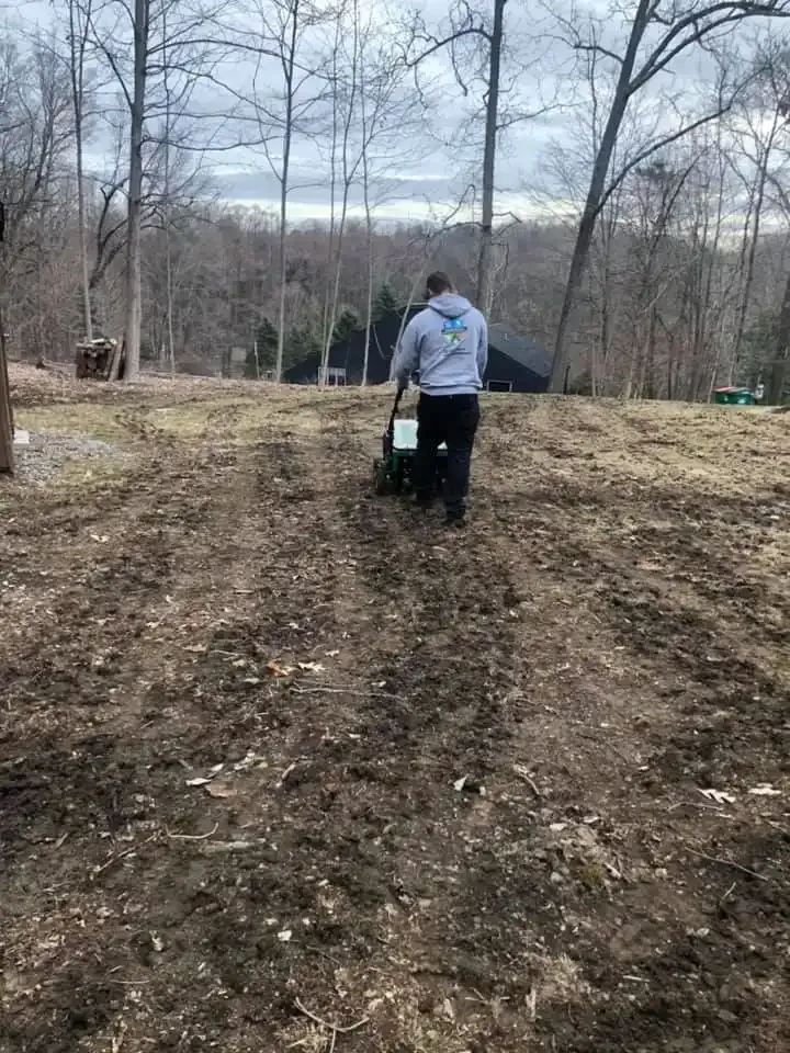 Aerating and overseeding for Perillo Property maintenance in Poughkeepsie, NY