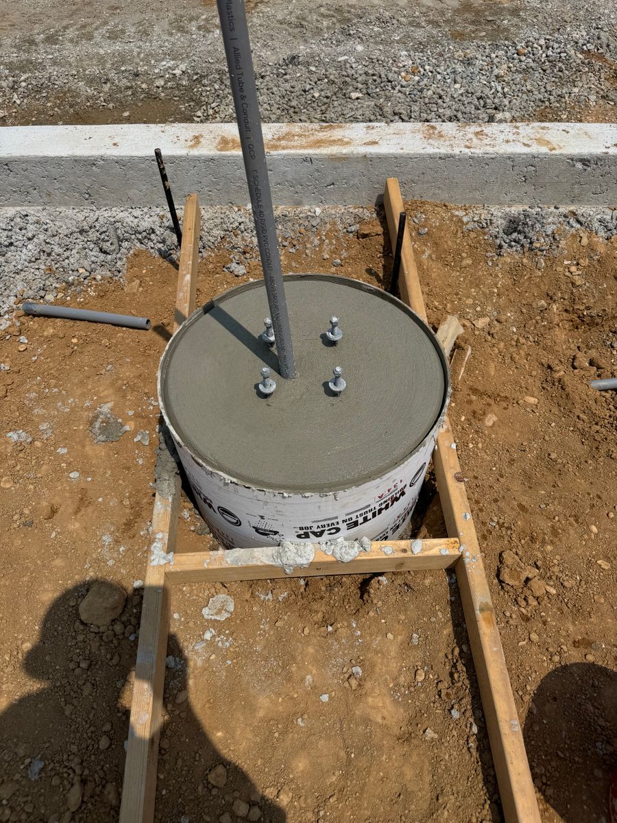 Pole base foundations for Kouroupis Contracting in Frankford, DE