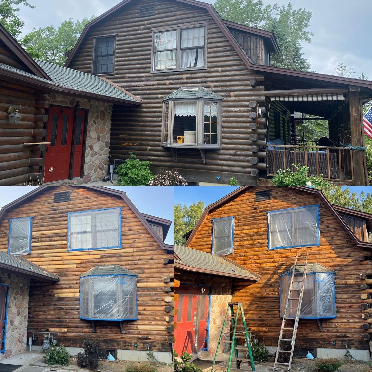 Media-Blasting for Master Log Home Restoration in Pittsburgh, PA