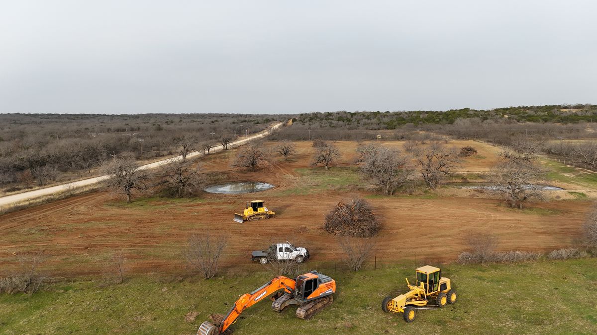 Excavation and site prep for South Prairie Construction in Graham, TX
