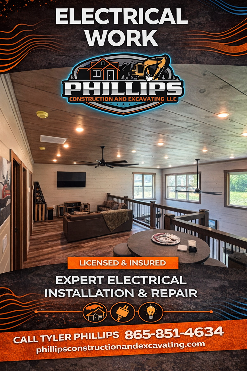 Electrical Work for Phillips Construction and Excavating in Seymour, TN