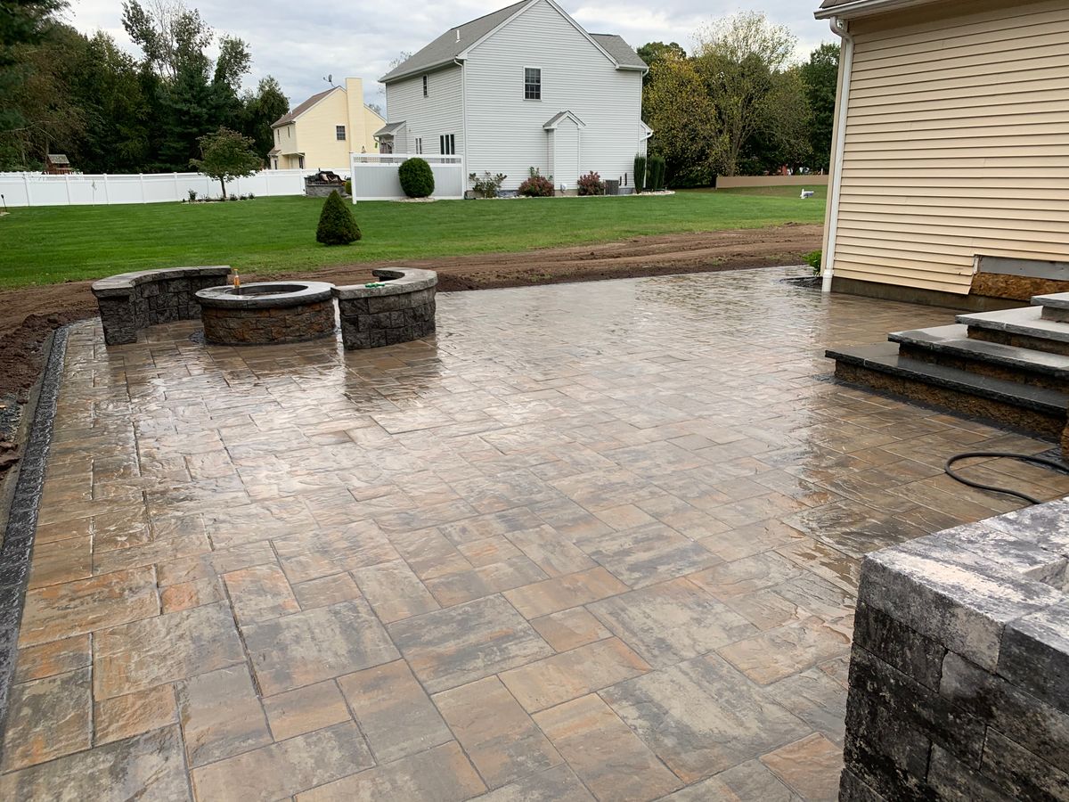 Paver patio installation for Elyon Construction and Stoneworks LLC in Windsor, CT