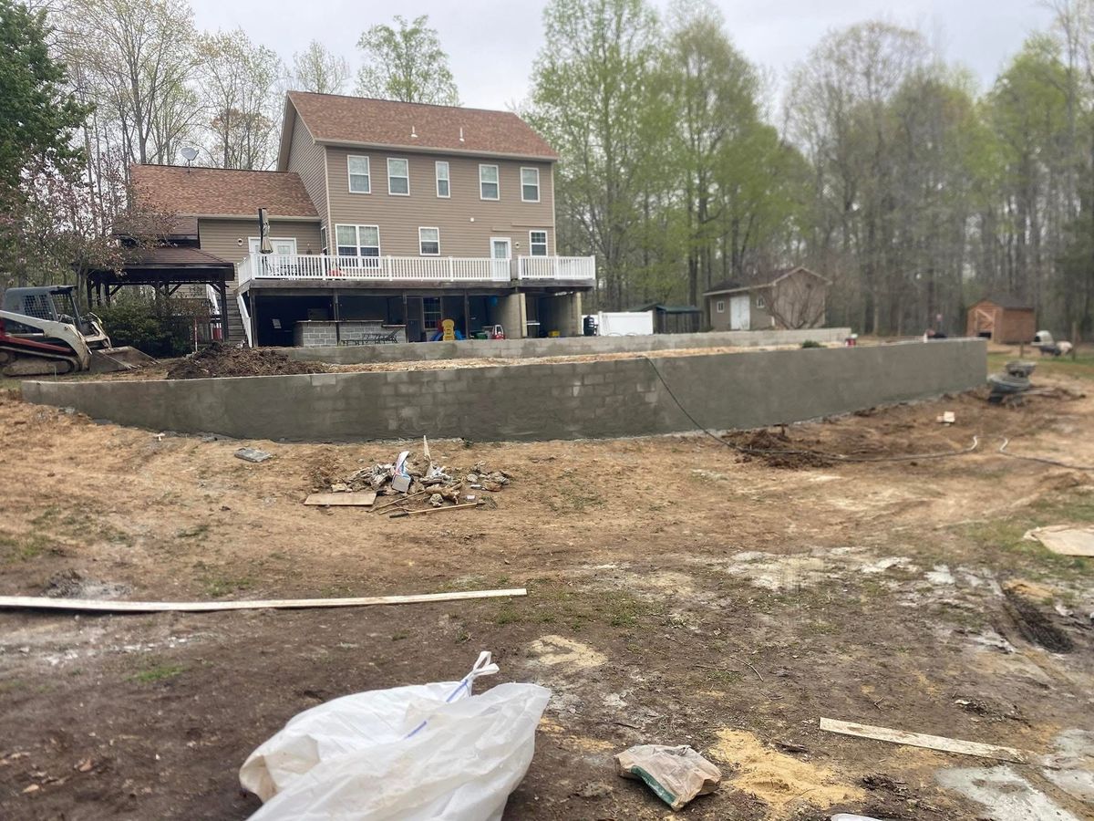 Retaining Wall Construction for Dixie Concrete Masonry LLC in Saint Leonard, MD