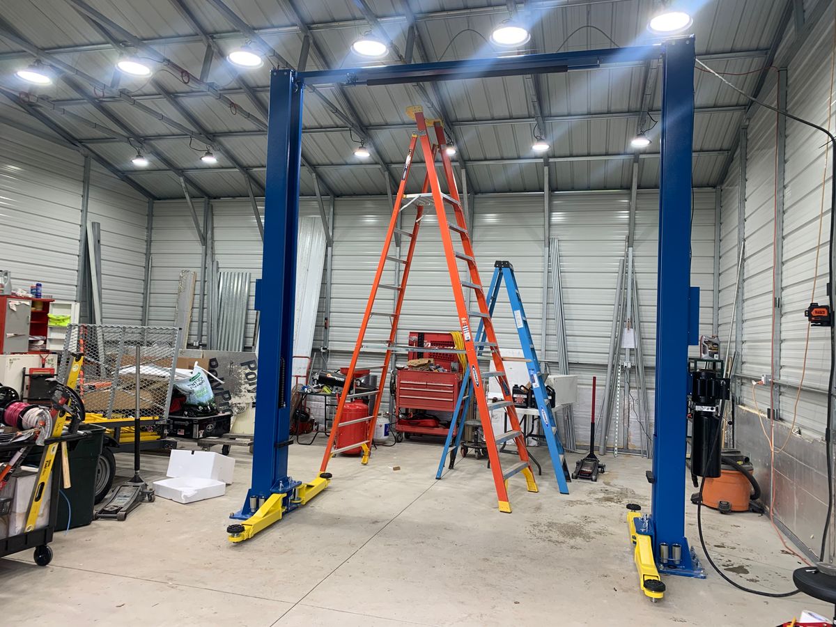 Car lift installation for Mrs. Mechanic LLC in Greensburg, IN