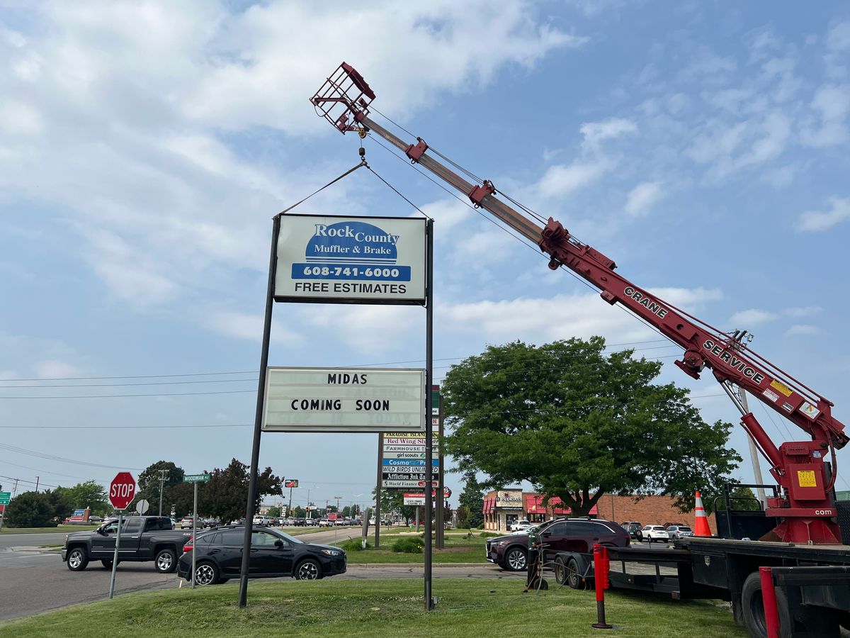 Custom Sign Installation for MTZ Signs in Janseville, WI