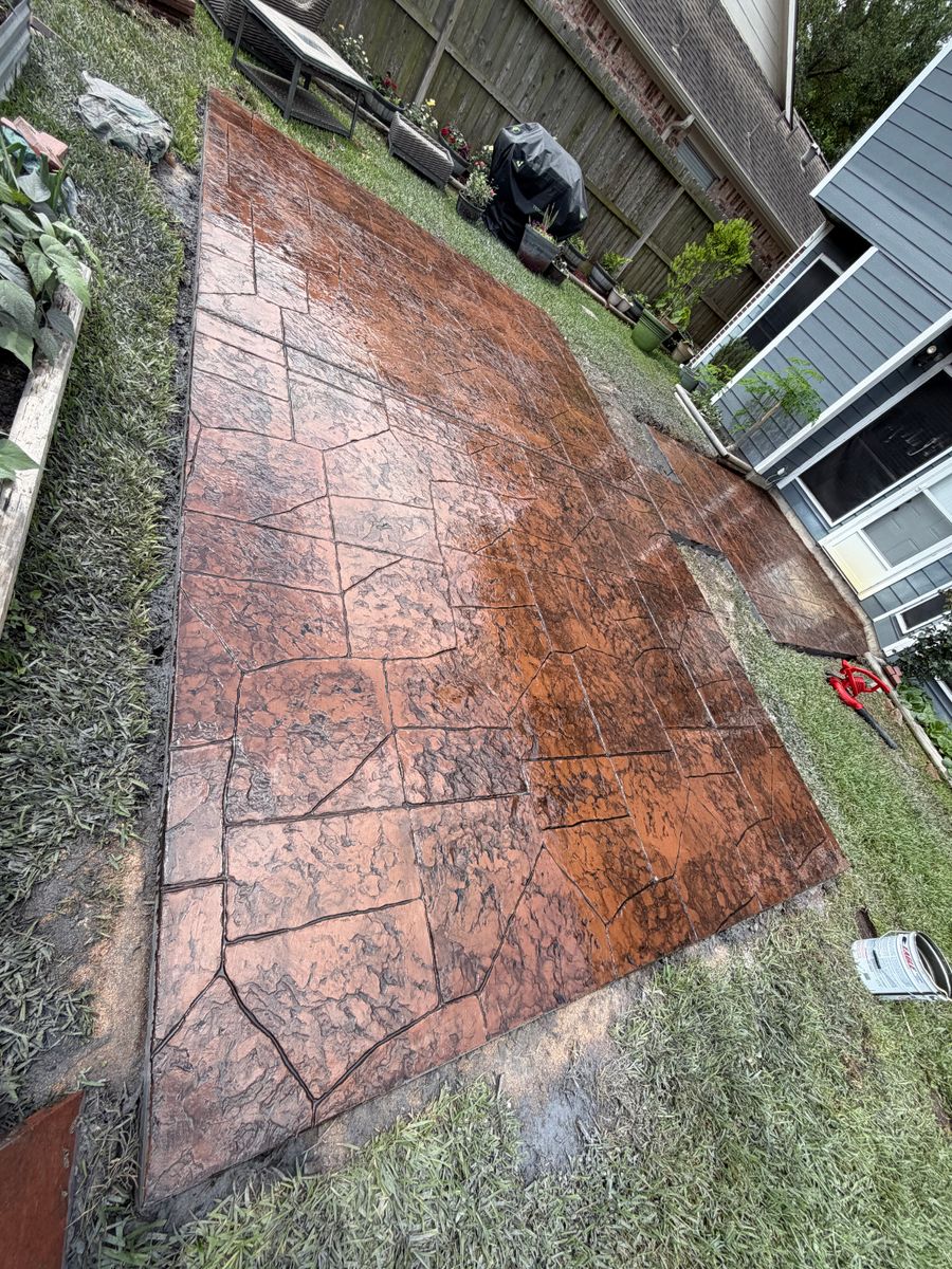 Stamped Concrete Installation for NG Concrete Services in Houston, TX