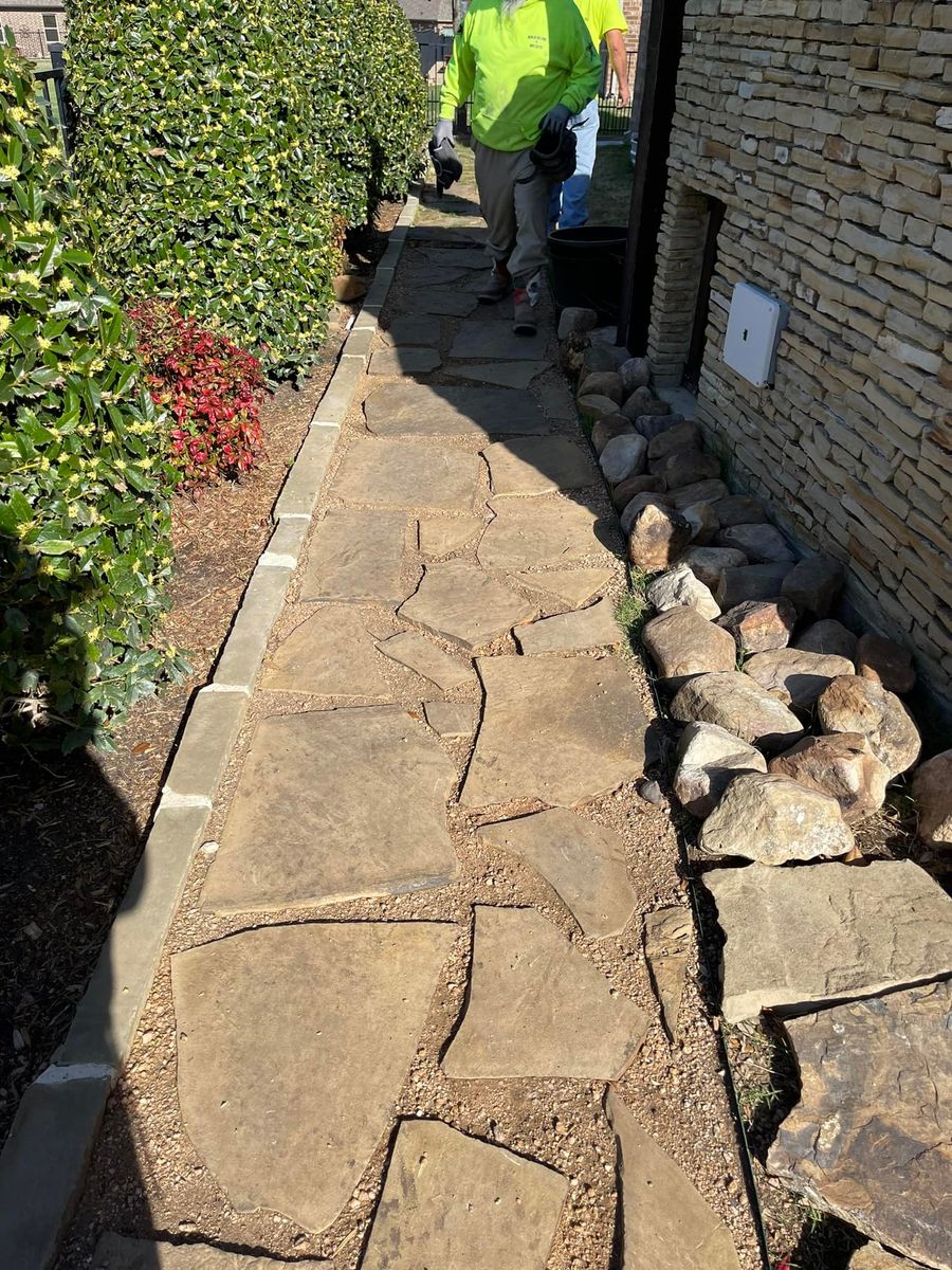 Landscape Installation for Davalos Masonry in Mesquite, TX