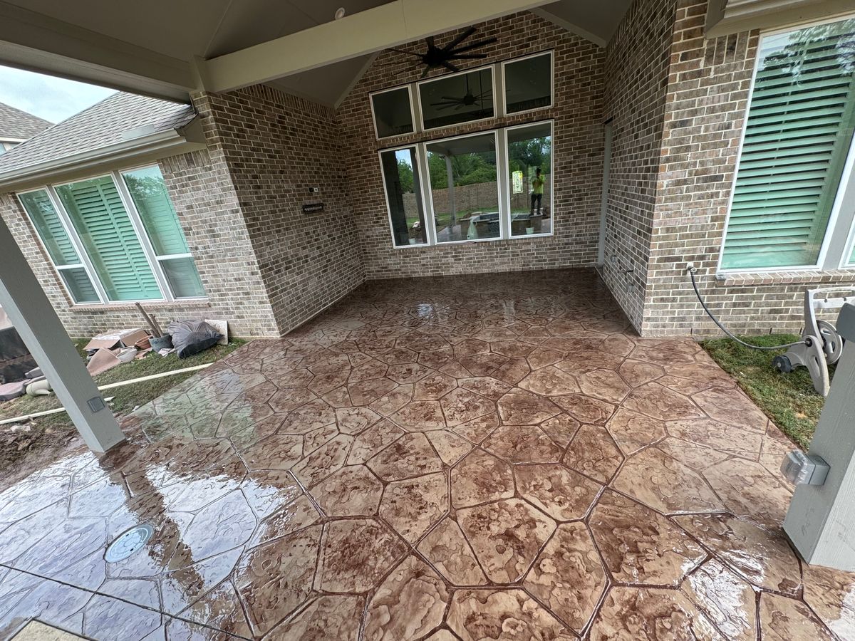 Stamped Concrete Installation for NG Concrete Services in Houston, TX