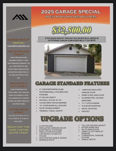 Garage/ Shop Construction for Rocky Mountain Shed Builders in Whitefish, MT