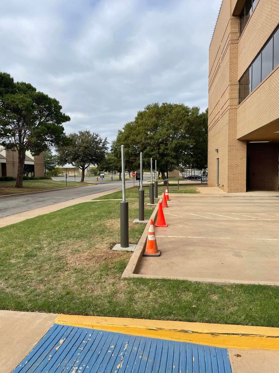 Commercial ADA Ramps, Sidewalk, Parking Bollards w/Signage, Curb/Gutter, Parking Lot Repair for Crete-Fleet in Abilene, TX