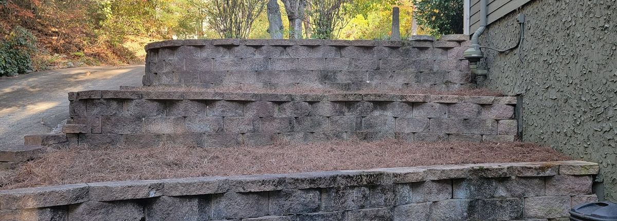 Retaining Wall Construction for Hart and Sons in Transylvania County, North Carolina