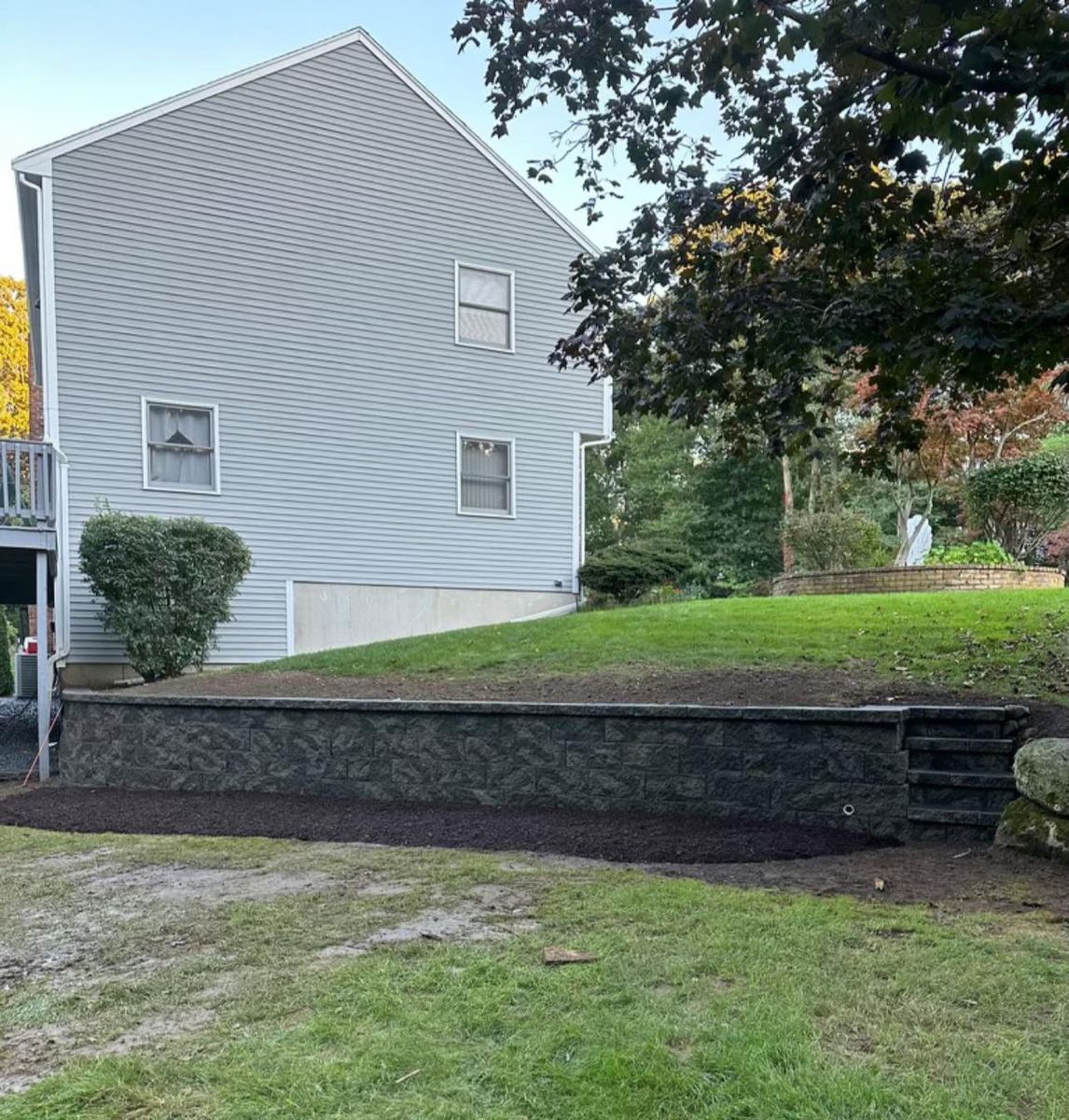 Retaining Wall Construction for Rose Landscape & Design, Inc. in Abington, MA