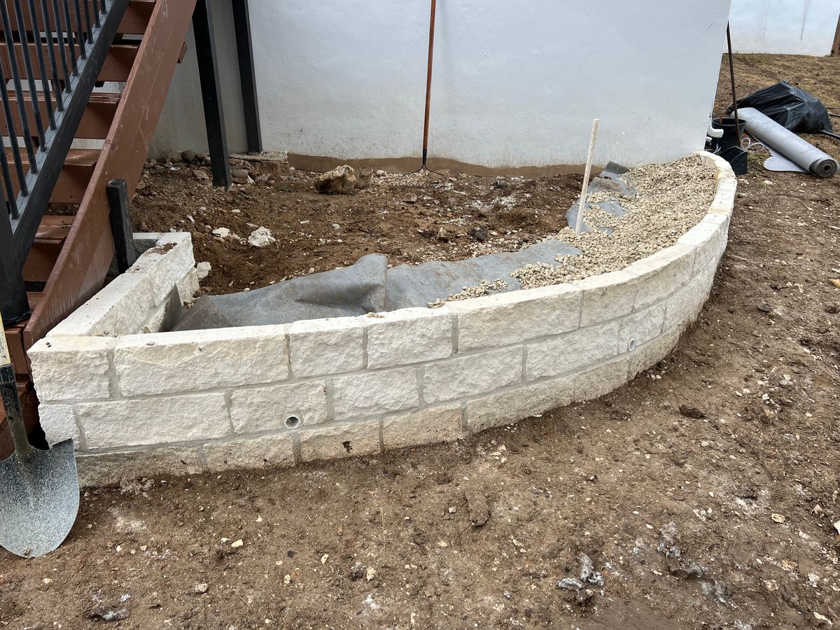 Retaining Wall Construction for DR Landscape in San Antonio, TX