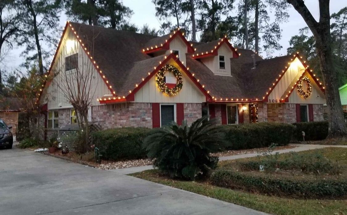 Christmas Light Installation for Alpha Shack Construction in Conroe, TX