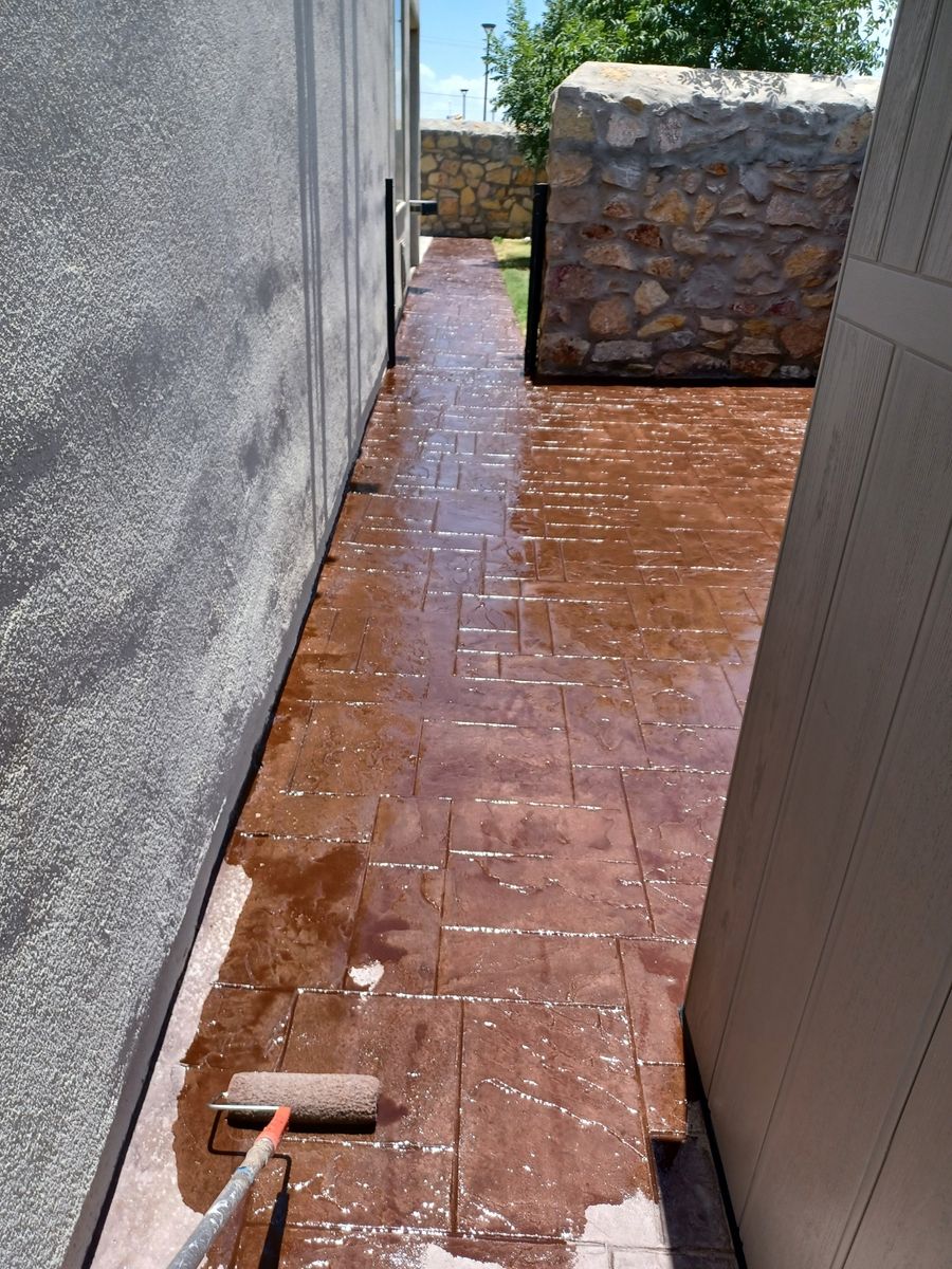 Stamped Concrete walkways for Oasis Landscaping LLC  in El Paso, TX