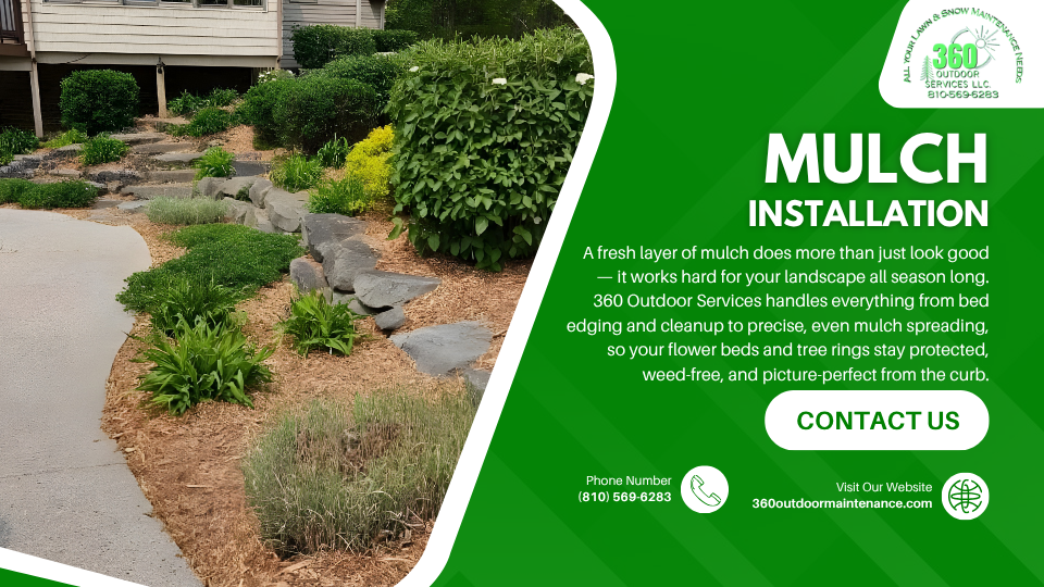 Mulch Installation for 360 Outdoor Services in Lapeer, MI
