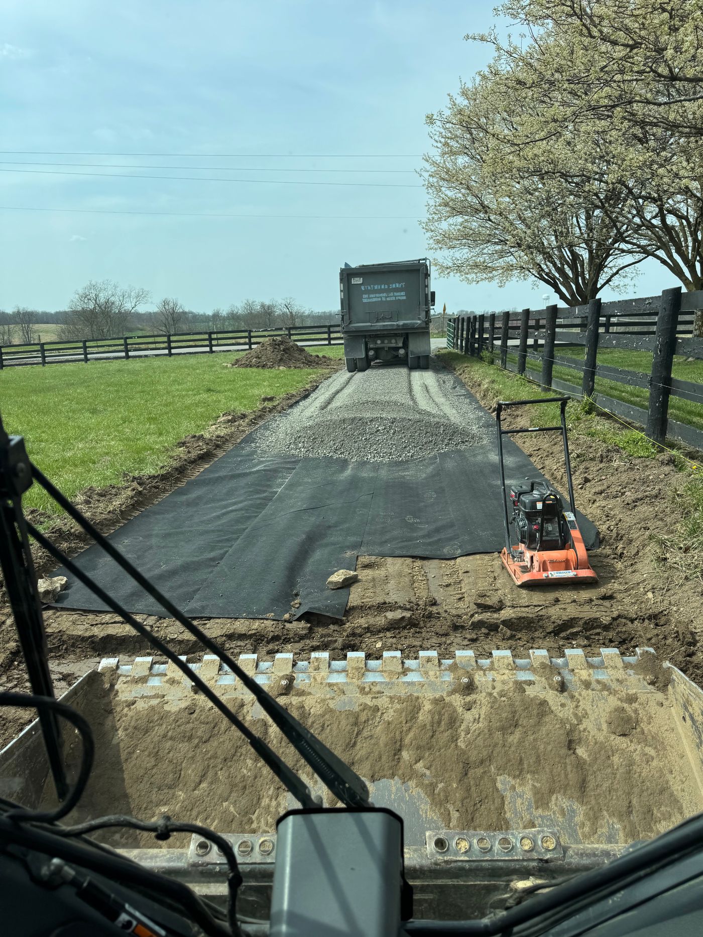 Fabric down and base compacted on a new drive