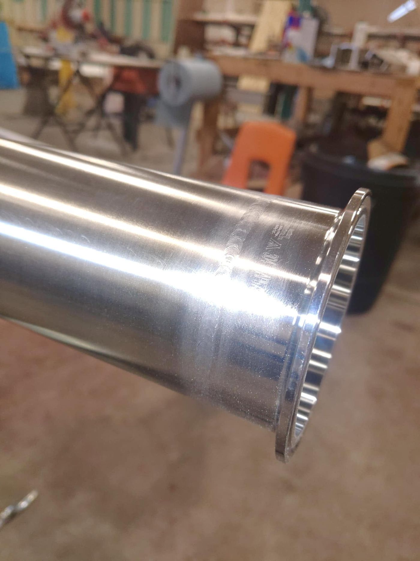 Tri-Clamp ferrule welded to sanitary stainless tube