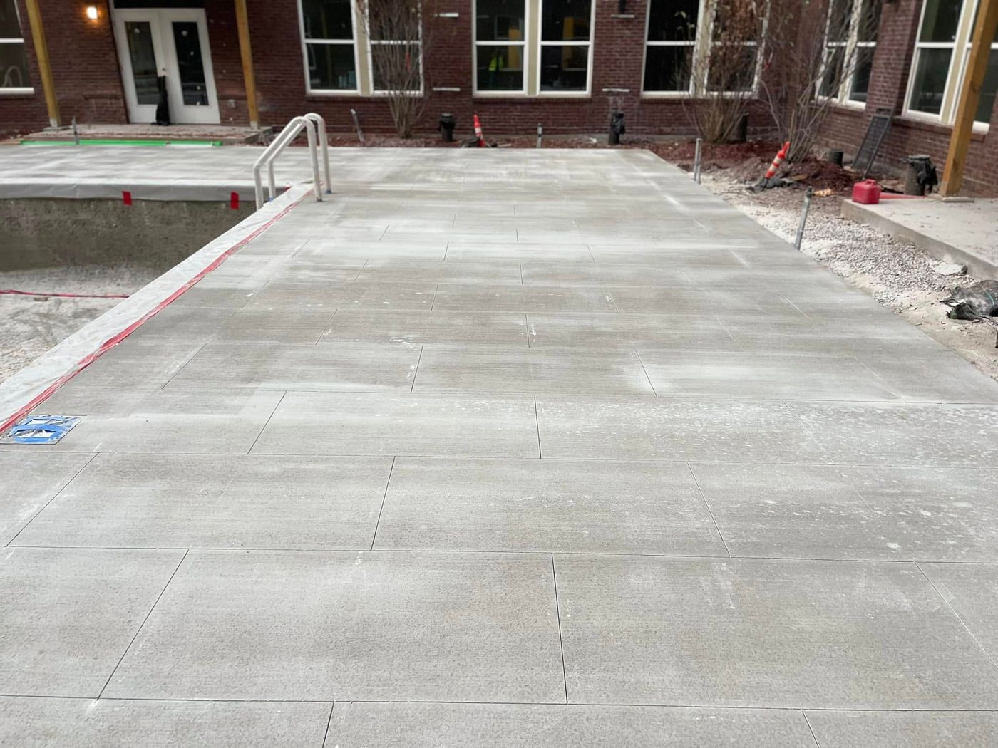 Large expanse of broom finished concrete flatwork