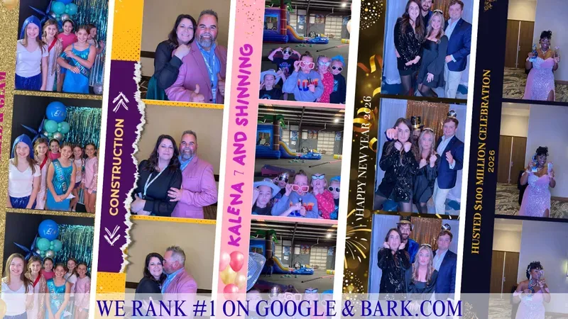 Collage of colorful photo booth print strips