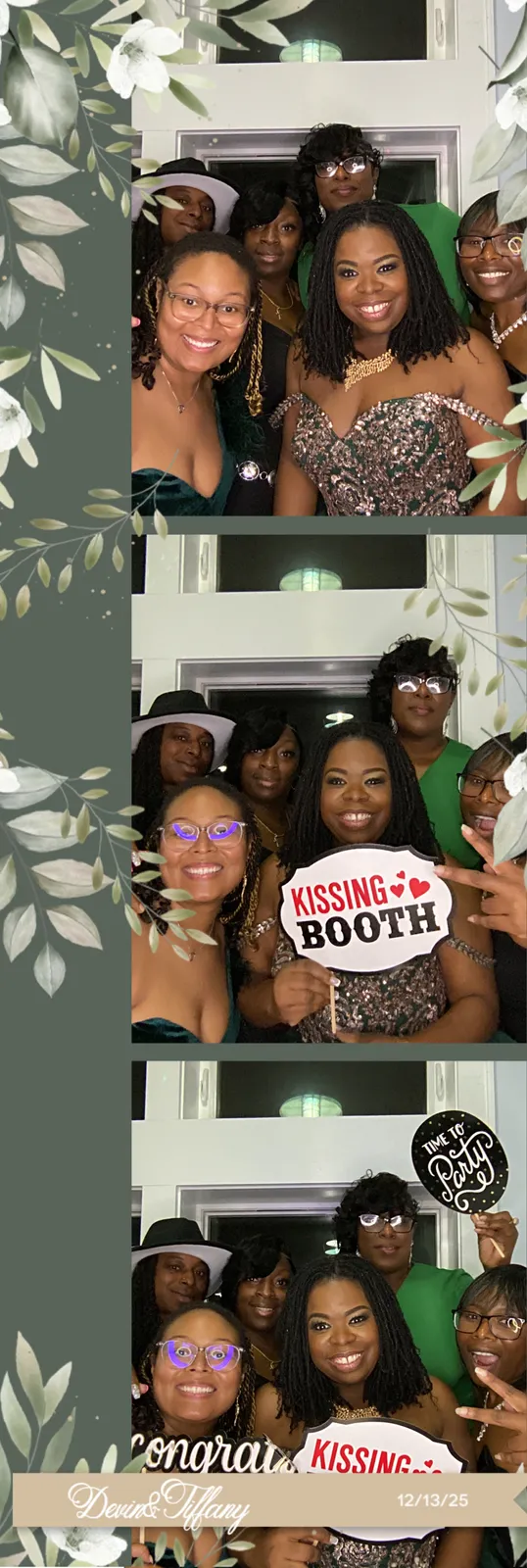 Photo booth print strip with a greenery design