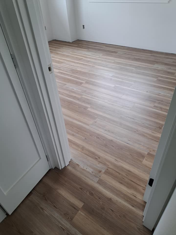 Restored plank flooring after repair work