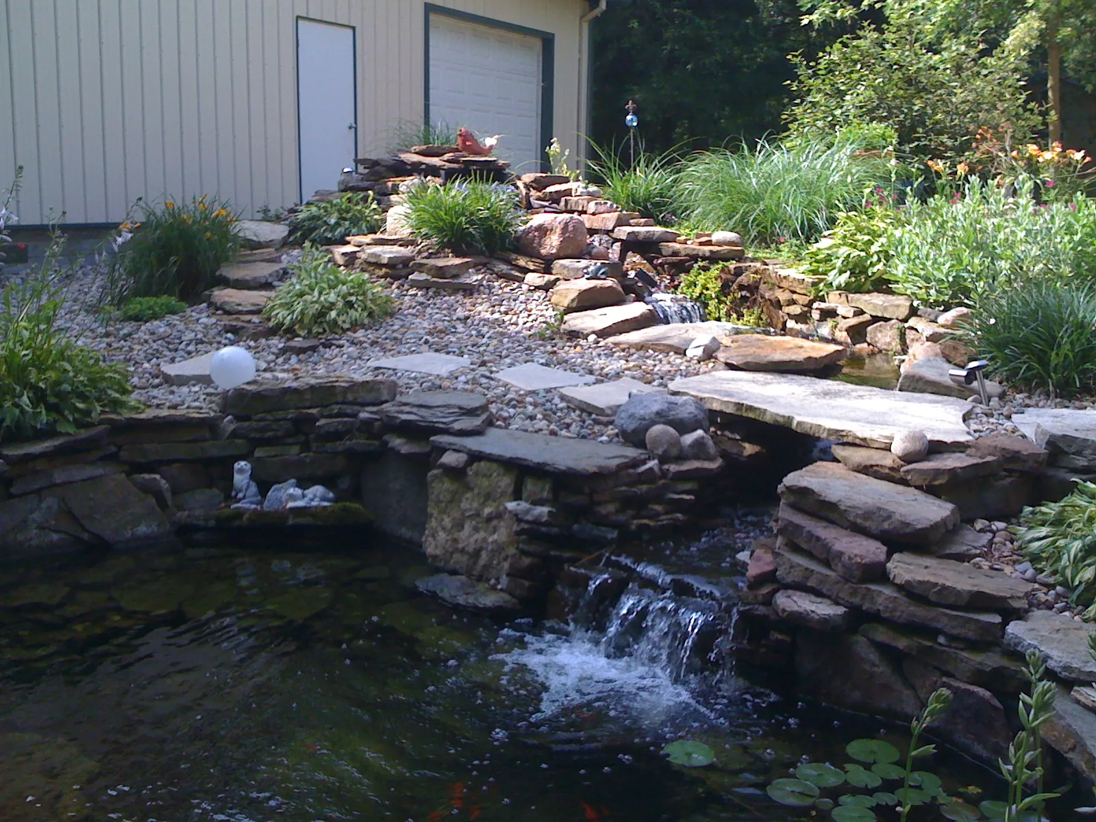 A water feature built by Mayfield's Landscaping