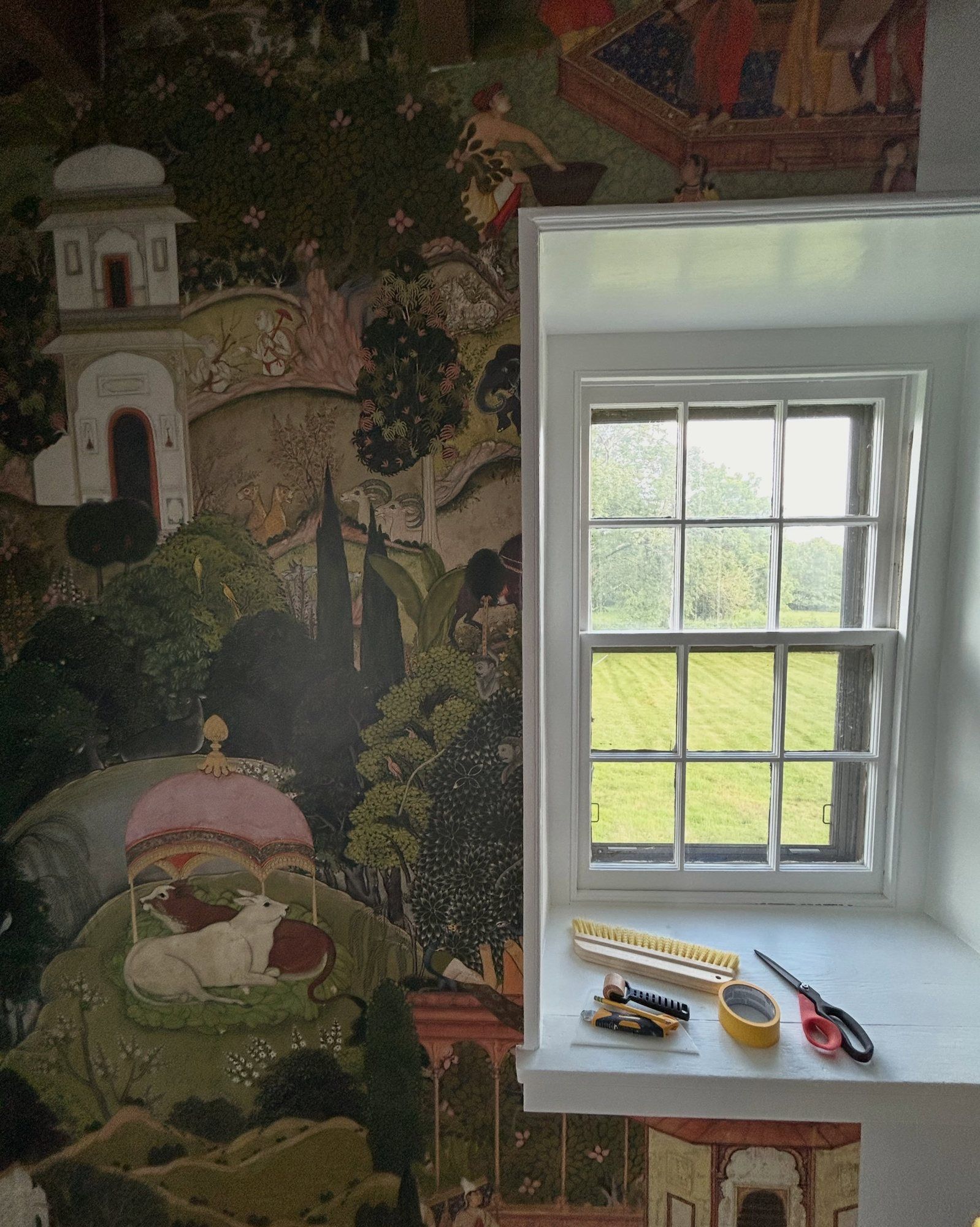 Restored window and skim-coated walls in an 1807 farmhouse
