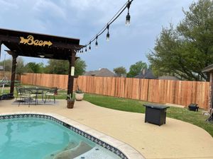 Our Patio Design & Construction service offers homeowners the expertise and craftsmanship to create stunning outdoor spaces where we can relax, entertain, and enjoy their backyard to the fullest. for Rj’s Enchanted Gardens and Fencing LLC in Irving, TX