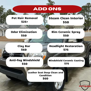 Our Add-Ons service offers additional enhancements to our auto detailing services, giving homeowners the option to customize their package for an even more thorough and personalized cleaning experience. for Relentless Shine Mobile Detailing in Calabash, NC