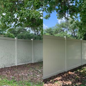 Our Fence Washing service uses gentle, low-pressure cleaning to safely remove dirt and grime from your wooden or vinyl fence. Enjoy a clean, refreshed look! for Very Good Pressure Washing LLC in Orlando, Florida
