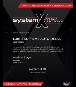 We are a System X certified Ceramic Coatings installer. Reach out today for a coating that will form a chemical bond with your auto paint to create a durable barrier against UV rays, scratches, and more. for Luigi's Supreme Auto Detail in Grand Island, NE