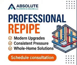Our Repipe service ensures efficient and reliable drain replacements for your home, enhancing water flow and preventing future plumbing issues by using high-quality materials installed by our experienced professionals. for Absolute Plumbing and Drains LLC in Beaverton, OR