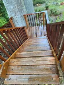Our Deck Staining service will help protect your deck from the outdoor elements and improve the appearance of your home. Our professional staining crew will work diligently to ensure that your deck looks great and lasts for years to come! for Legendary Painting in Medford, Oregon