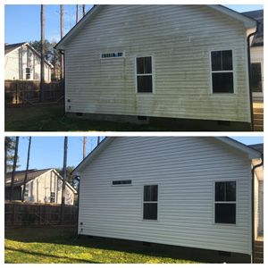 Our Home Softwash service is a gentle, yet effective way to clean the exterior of your home. Our soft wash system uses a low-pressure application that will remove dirt, dust, and grime from your home without damaging the paint or siding. for Kenny's Lawn Care & Pressure Washing in Henderson, NC