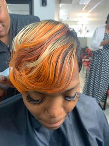 Our Flat Iron and Straightening service is perfect for achieving a sleek, smooth look. We use the highest quality tools to ensure your hair looks its best. for Pascy Hair Braiding Salon & Barber Shop in Baltimore, MD